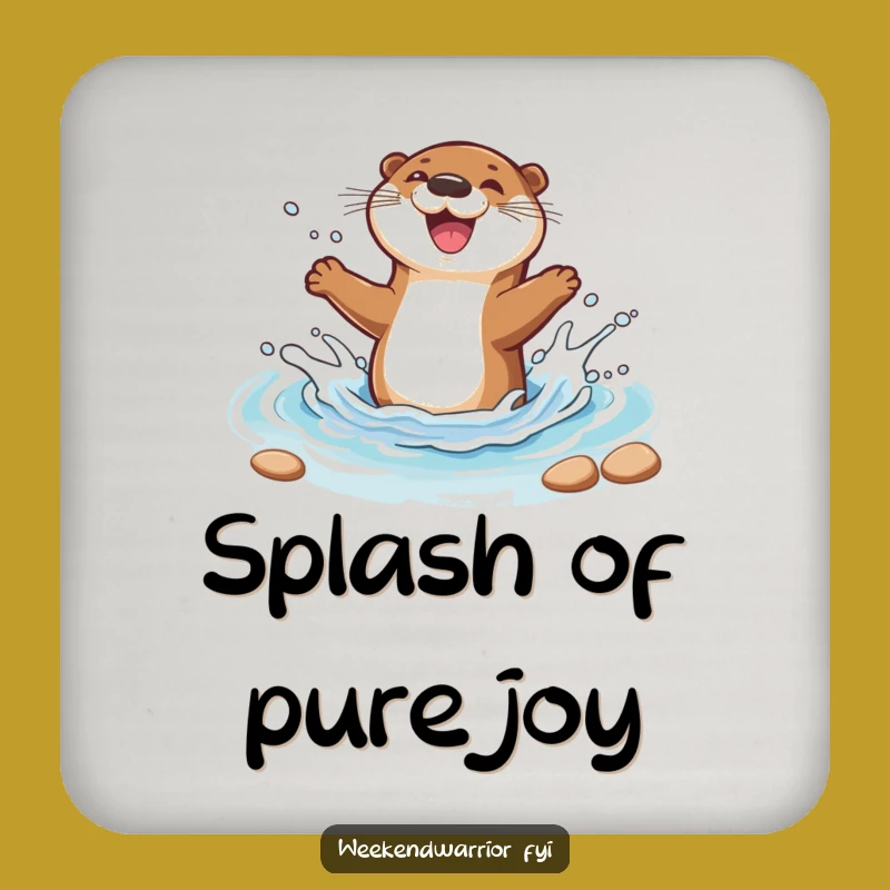 Funny Joyful Otter Drink Coaster: Protect Surfaces with Cheer!