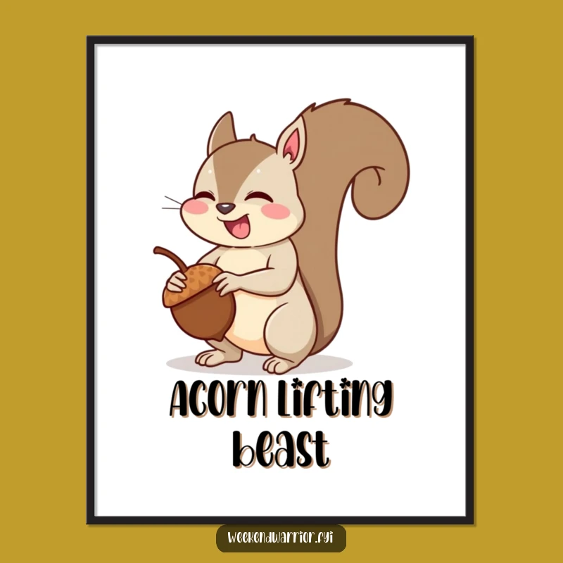 Funny Squirrel Muscle Poster: Giggling Squirrel Strength Art, Motivational Gift