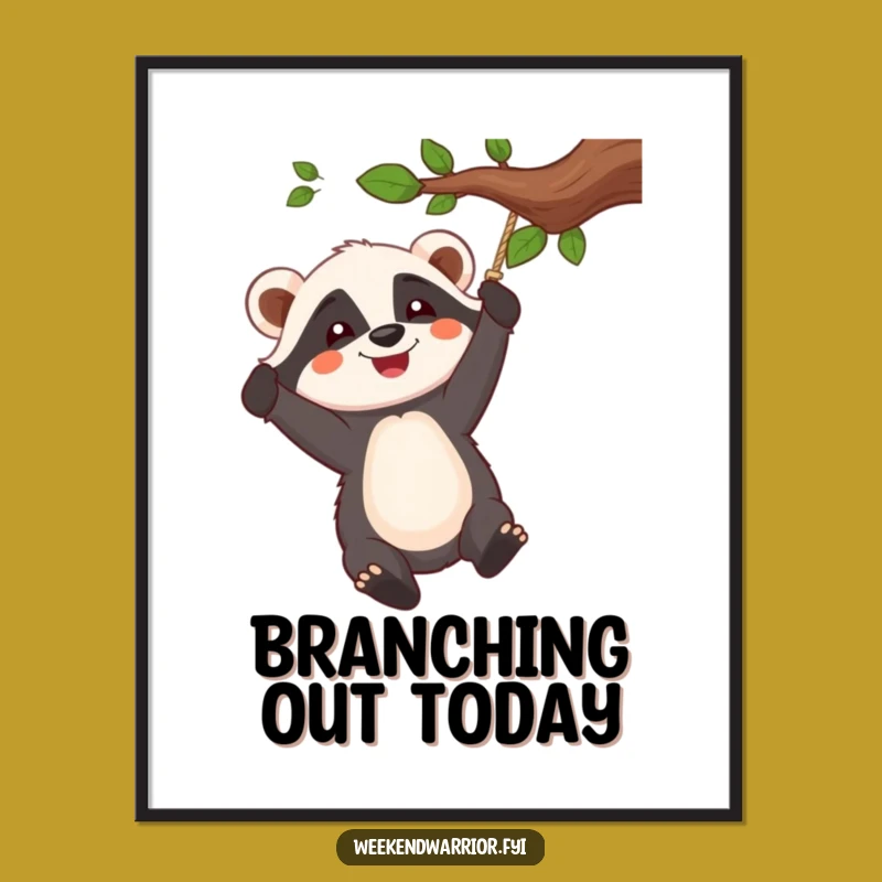 Funny Badger Swinger Poster: Joyful Wall Art, Enthusiastic Swing, Unique Humorous Gift