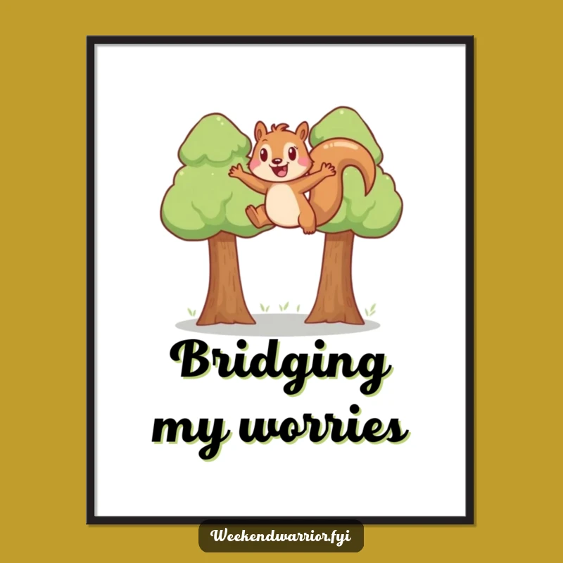 Funny Squirrel Poster: Joyful leap artwork, a hilarious and vibrant funny gift.