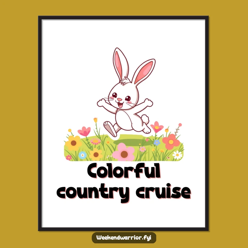 Funny Bunny Meadow Poster: Vibrant Springtime Wall Art