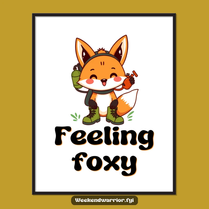 Funny Fox Hiking Poster: Hilarious Motivational Wall Art Gift