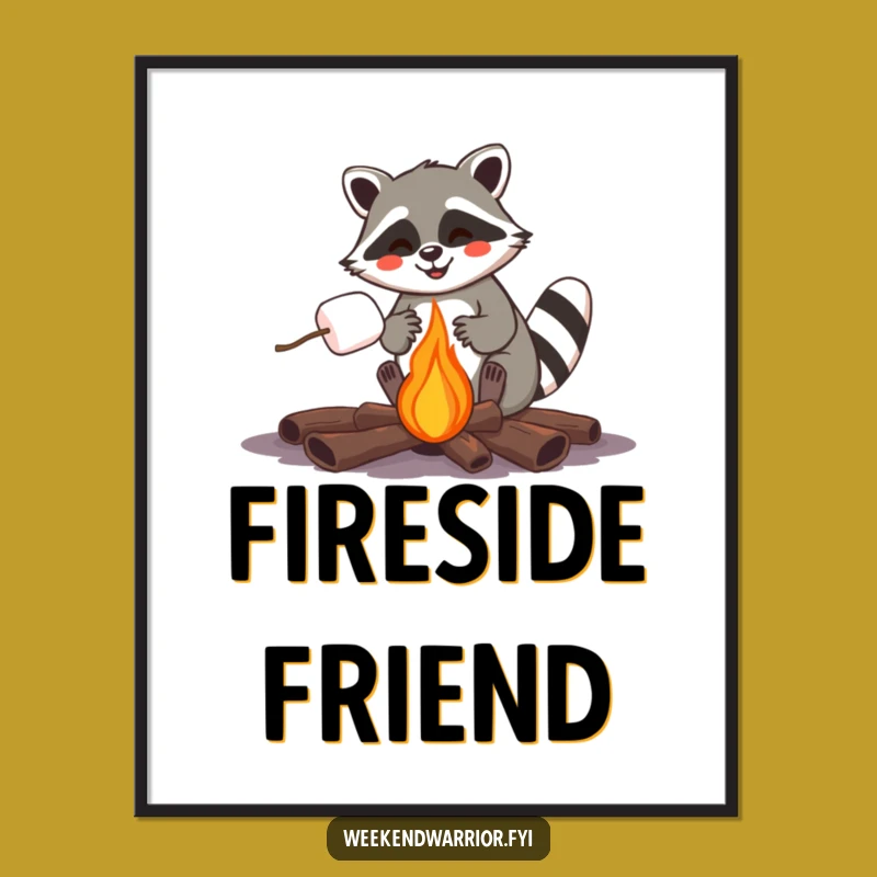 Funny Raccoon Campfire Poster: Hilarious Cozy Wall Art Gift