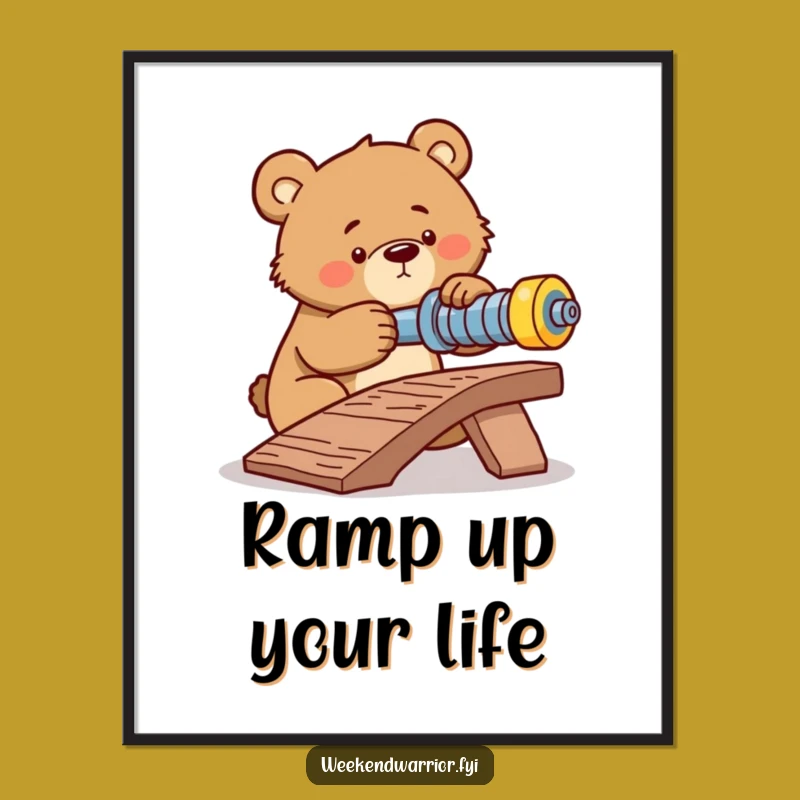 Funny Determined Bear Poster: Inspire Focus and Effort in Your Space!