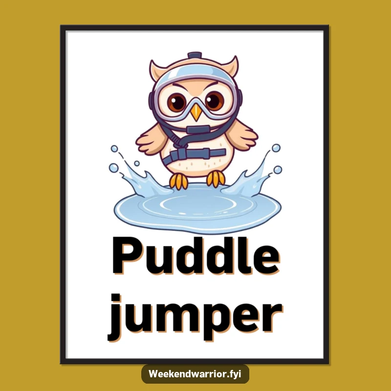 Funny Diving Owl Poster: Whimsical Wall Decor
