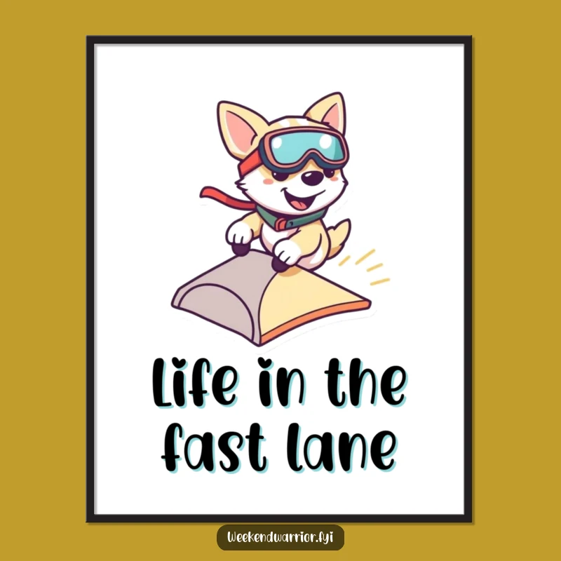 Funny Dog Zipping Poster: Go-Fast Canine Art for Your Walls, a Perfect Funny Gift