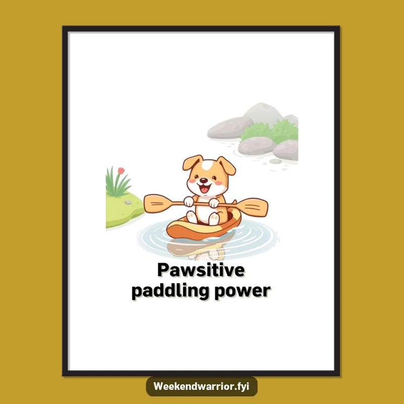 Funny Energetic Dog Paddle Poster - Hilarious Canine Stream Art Gift