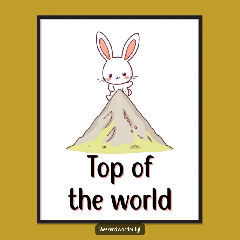 Funny Kawaii Rabbit Hike Poster - Inspirational Wall Art for Peaks