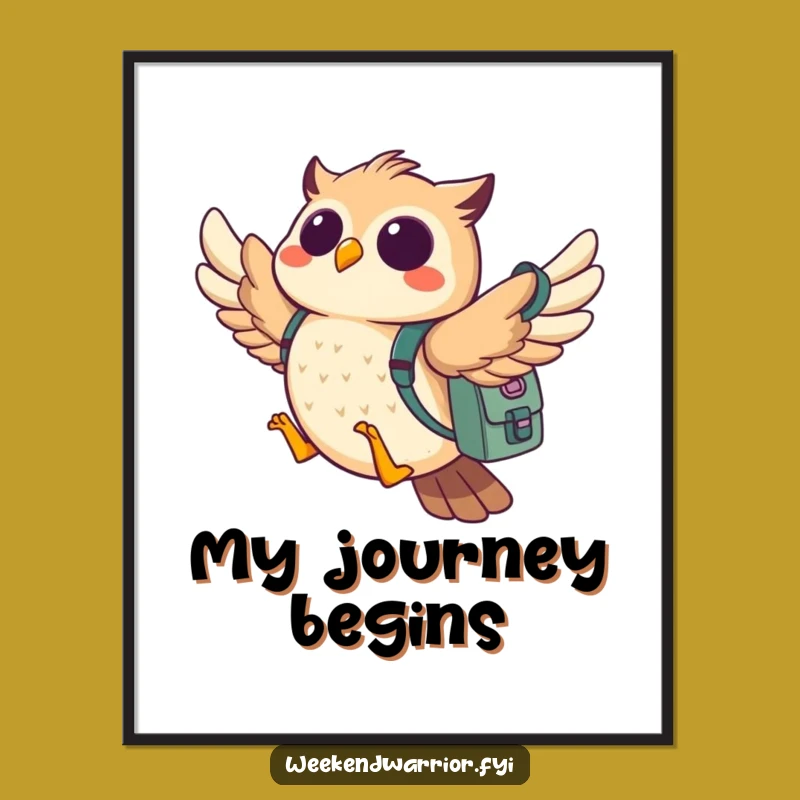 Funny Owl Adventure Poster: Whimsical Wall Art for Explorers