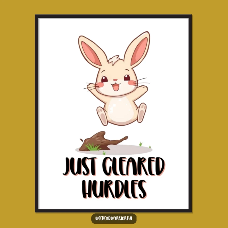 Funny Rabbit Leap Poster A Majestic Victorious Bunny Wall Art Gift