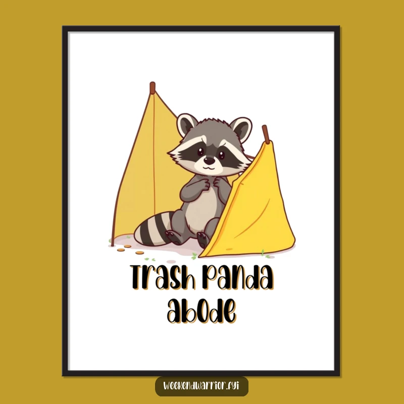 Funny Raccoon Tent Poster: Brave Repair Art