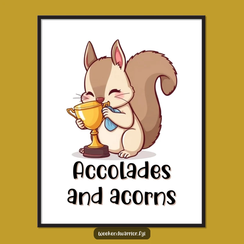 Funny Squirrel Trophy Room Decor - Hilarious Wall Art for Winners