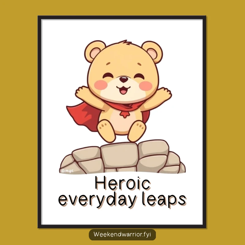 Funny Superhero Bear Cub Poster - Hilarious Wall Art for Little Heroes