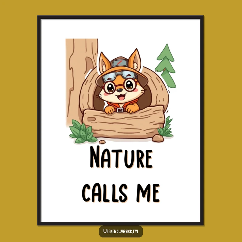 Funny Explorer Squirrel Poster: Hilarious Woodland Adventure Wall Art