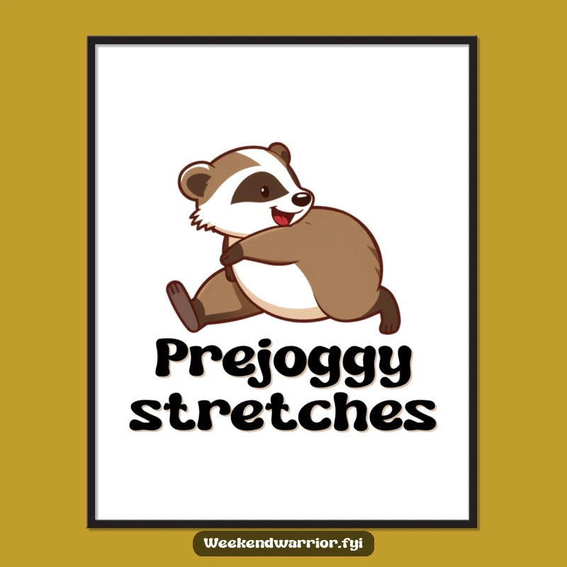 Funny Badger Morning Stretch Poster: Hilarious Wall Art for Fitness Fans