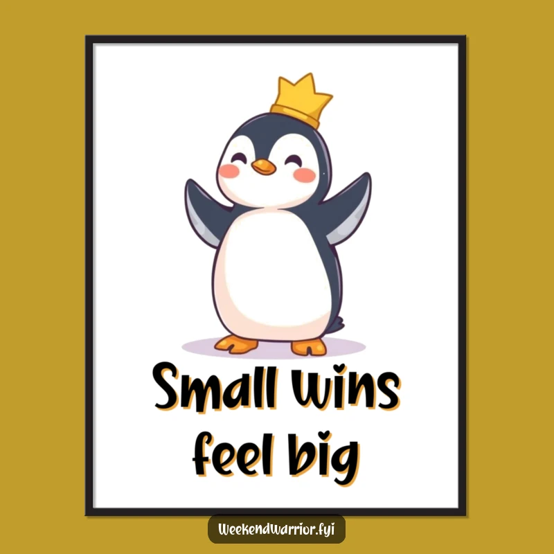 Funny Penguin Success Poster - Hilarious Achievement Wall Art Gift
