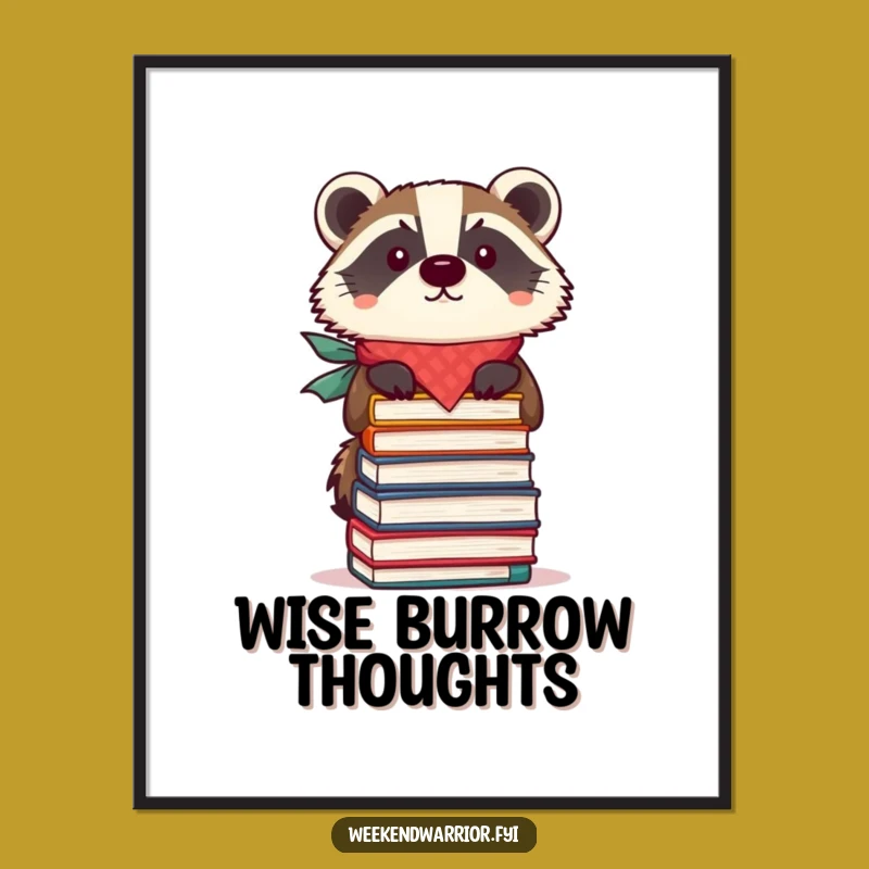 Funny Focused Badger Poster: Intellectual Wall Art
