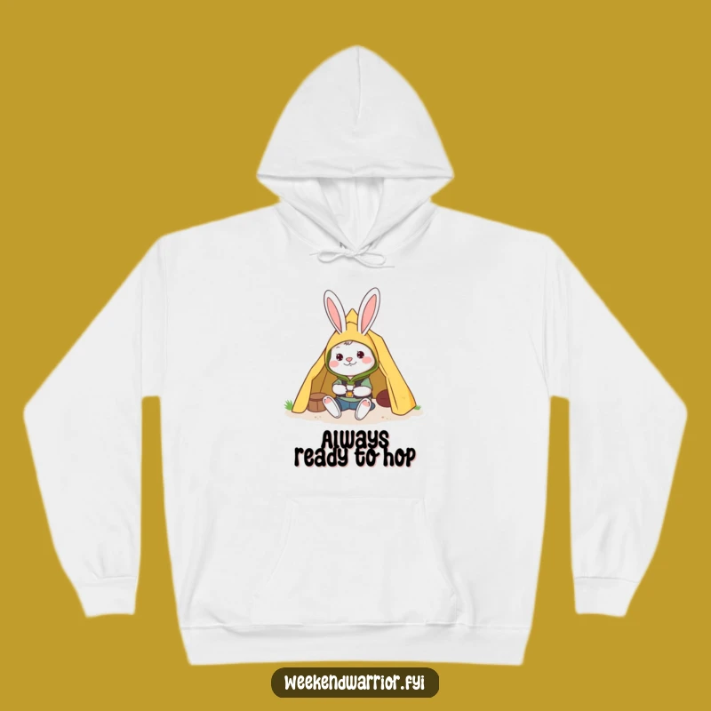 Cozy Funny Camping Rabbit Hoodie a Cheerful Character Camp Sweatshirt