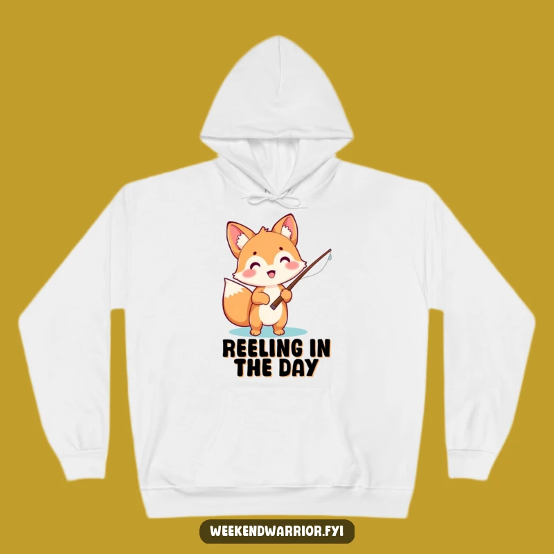Funny Fox Hoodie: Cozy Excitement with Kawaii Fishing Design