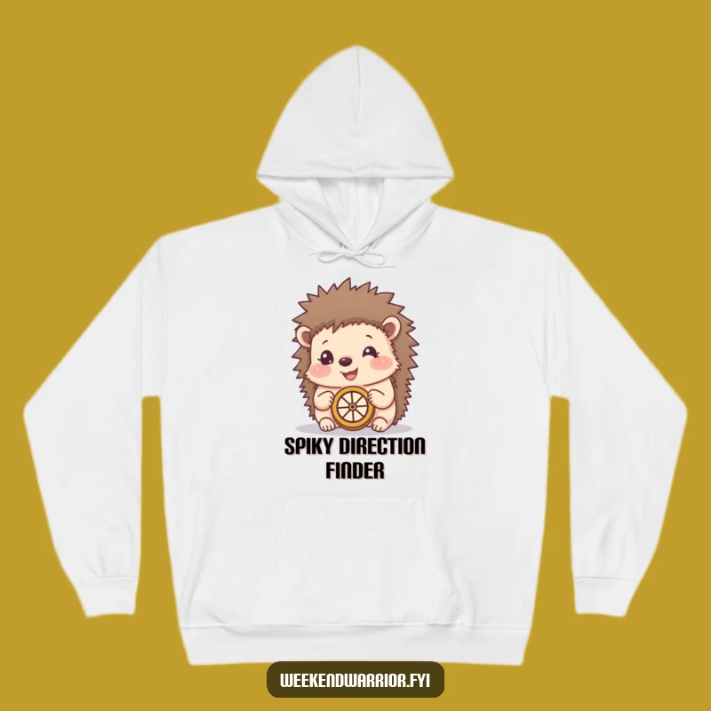 Funny Happy Hedgehog Compass Hoodie - Cozy Woodland Explorer Sweatshirt Gift