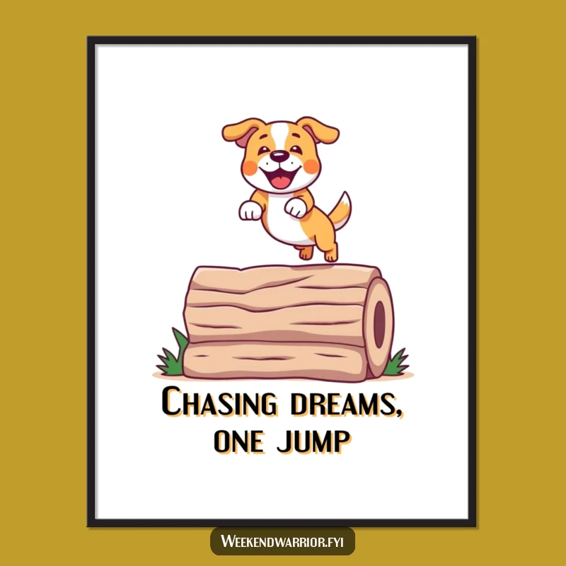 Free Printable Wall Art: Jumping Dog - Dynamic Downloadable Decor