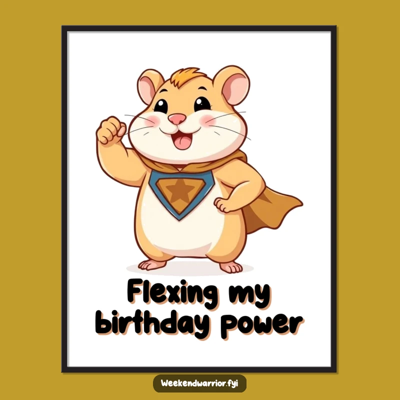 Free Printable Wall Art: Muscular Hamster Hero! Downloadable Humorous Home Decor Gift