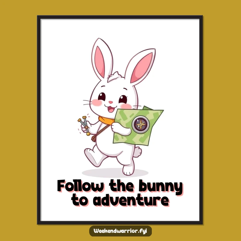 Free Printable Wall Art: Rabbit Navigator Funny Downloadable Art Home Decor