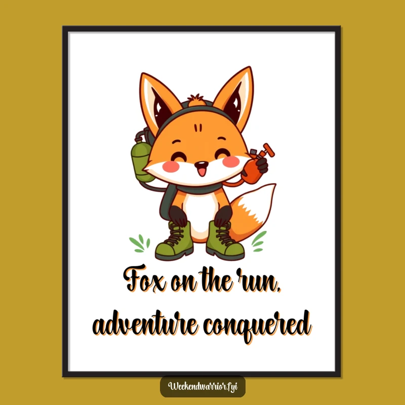 Free Printable Wall Art: Funny Fox Hiking Art, Humorous Downloadable Decor
