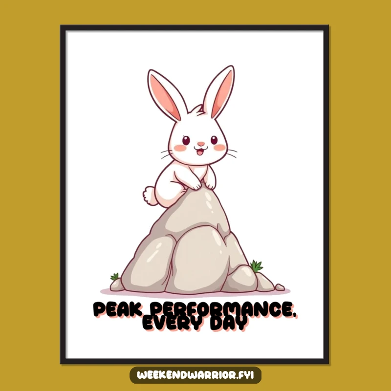 Free Printable Rabbit Climbing Wall Art Funny Downloadable Decor Motivational Art