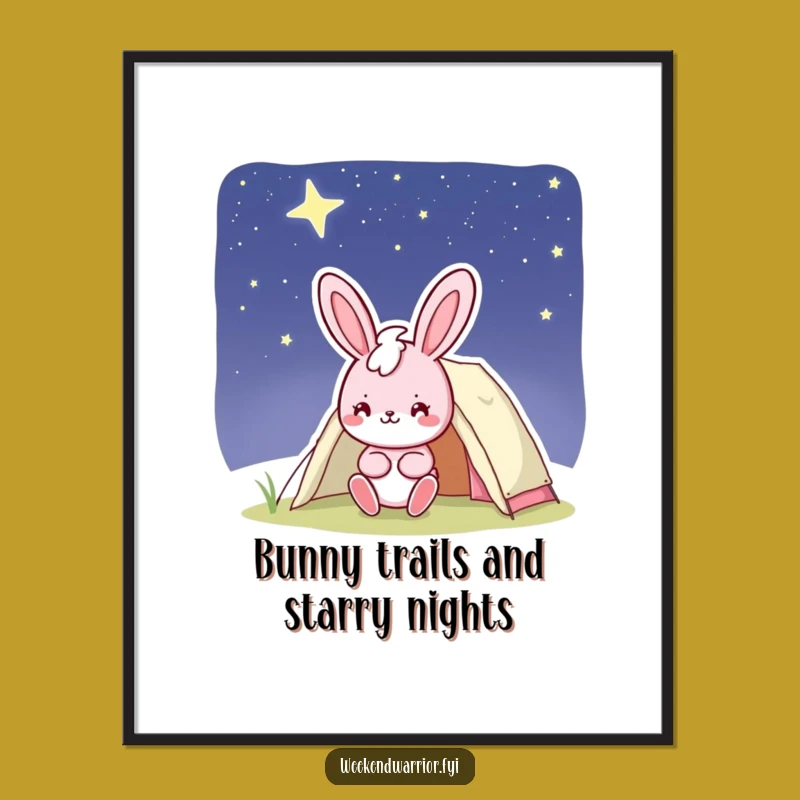 Free Printable Wall Art: Bunny Camping Adventure Funny Downloadable Art Decor