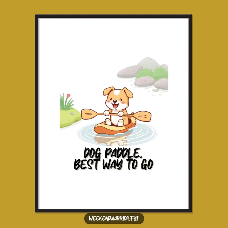 Free Printable Wall Art: Energetic Dog Paddling Funny Downloadable Decor