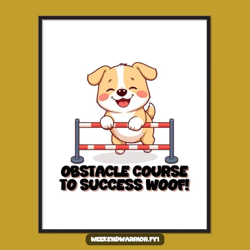 Free Printable Wall Art: Giggling Dog Obstacle Course Funny Downloadable Decor