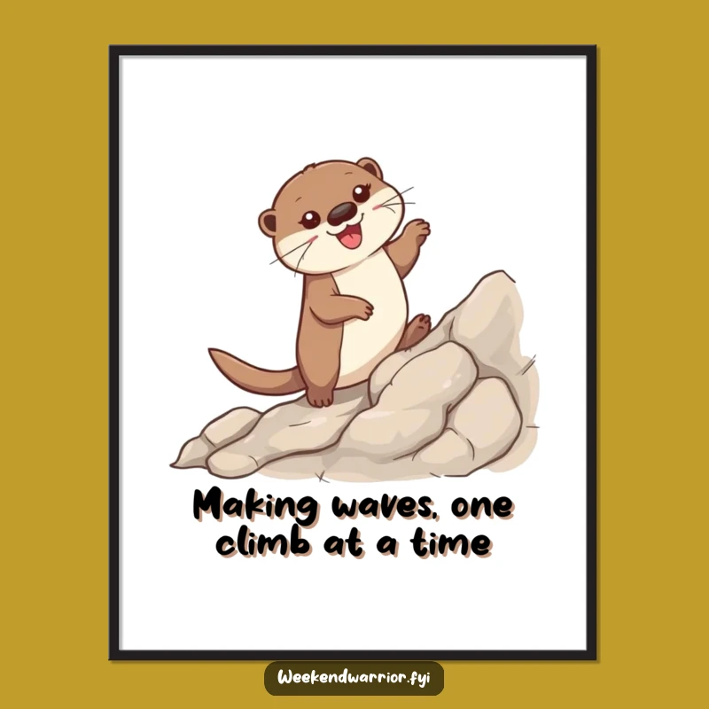 Funny Free Printable Wall Art: Determined Otter Climbing, Humorous Downloadable Decor for Any Room