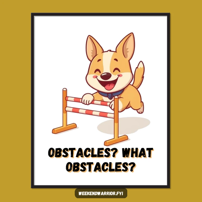 Funny Free Printable Wall Art: Dog Obstacle Course DIY Downloadable Decor