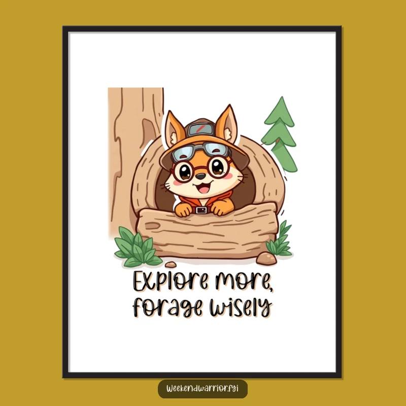 Funny Free Printable Wall Art: Explorer Squirrel Adventure, Hilarious Downloadable Decor for Your Space!