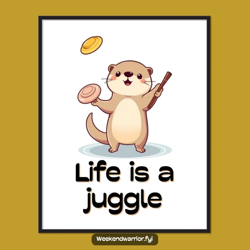 Funny Free Printable Wall Art: Otter Juggling - Hilarious Downloadable Decor!