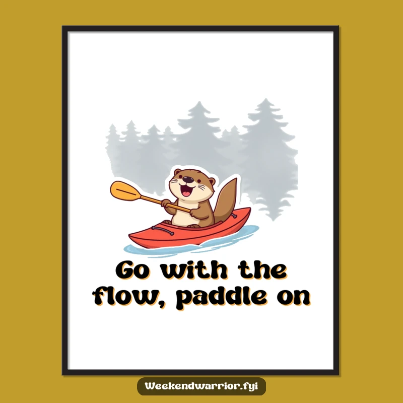 Free Printable Wall Art: Funny Otter Kayak Art, Humorous Downloadable Decor