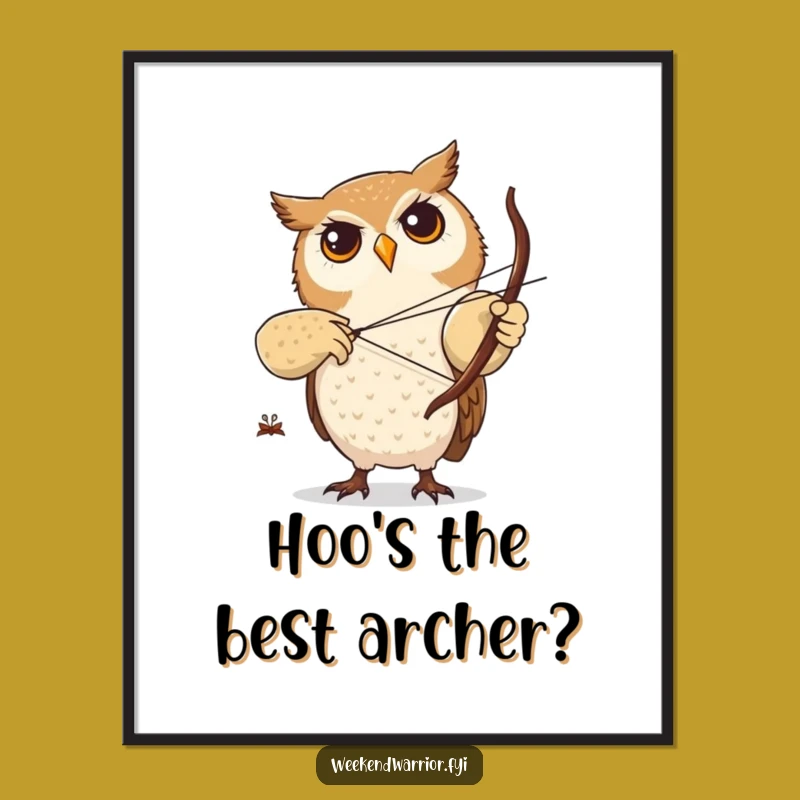Funny Free Printable Wall Art: Focused Owl Archery - Hilarious Downloadable Decor