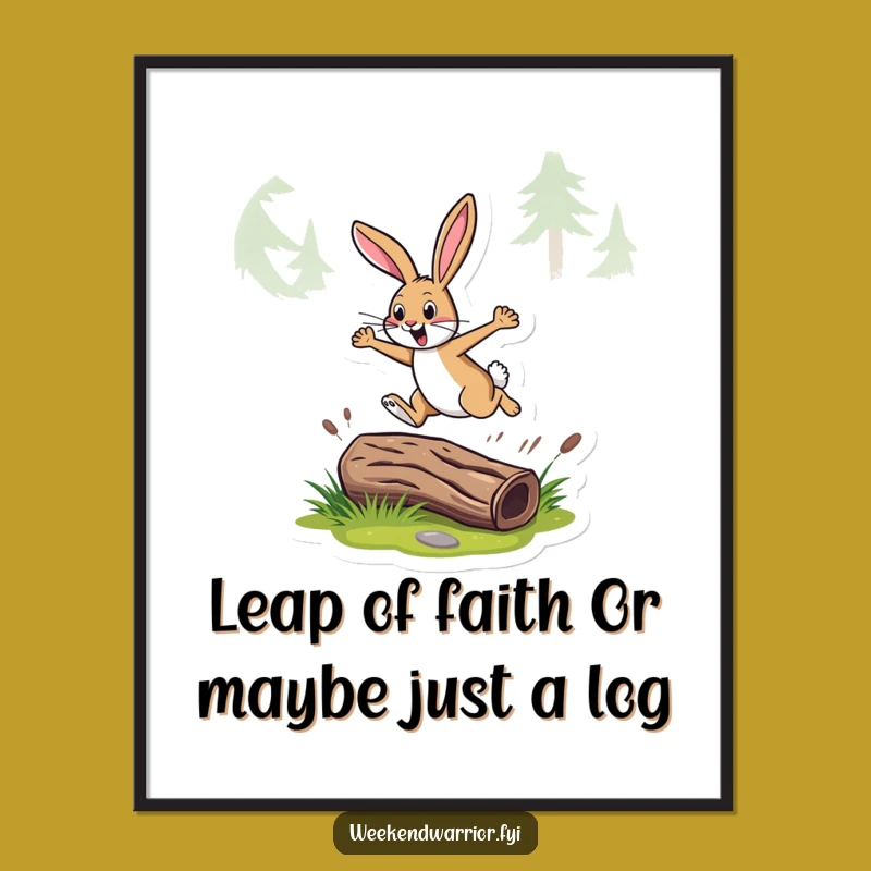 Funny Free Printable Wall Art: Energetic Rabbit Leaping Decor - Hilarious Downloadable Art Gift