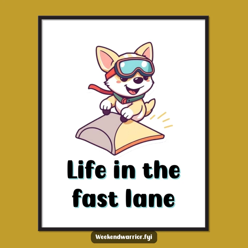 Funny Free Printable Wall Art: Dog's Ramp Zoom, Humorous Downloadable Decor