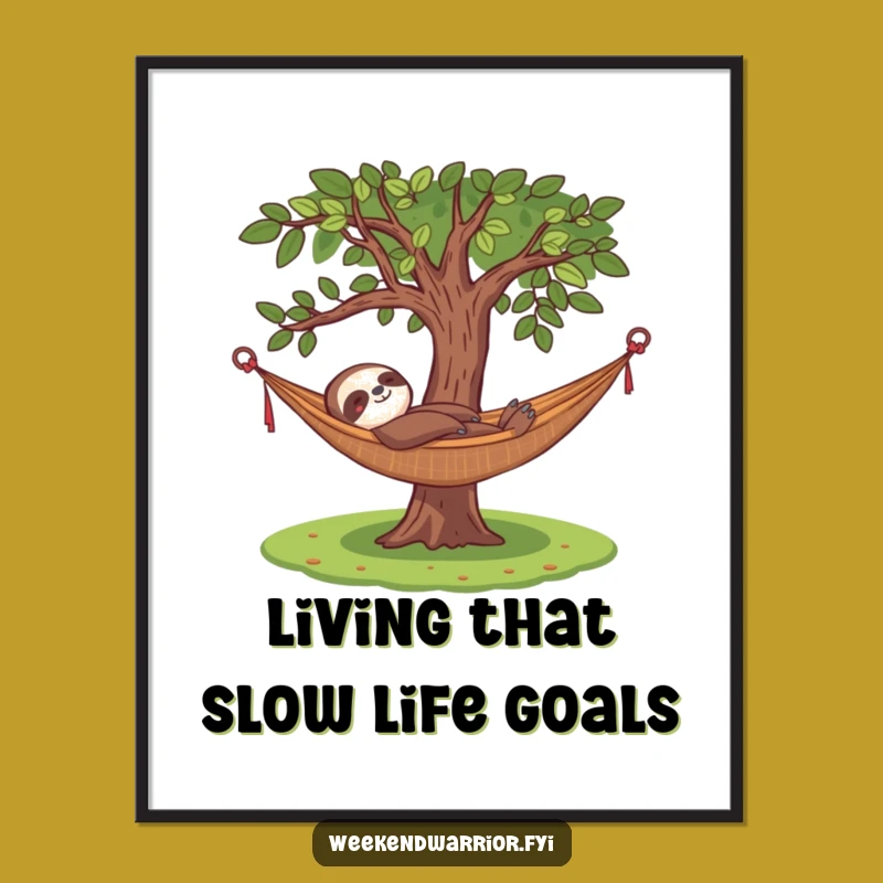Funny Free Printable Wall Art: Relaxed Sloth Decor - Hilarious Downloadable Art Gift for Chill Vibes