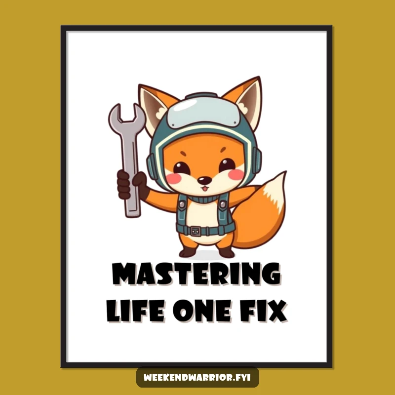 Funny Free Printable Wall Art: Fox Mechanic, Hilarious Downloadable Decor