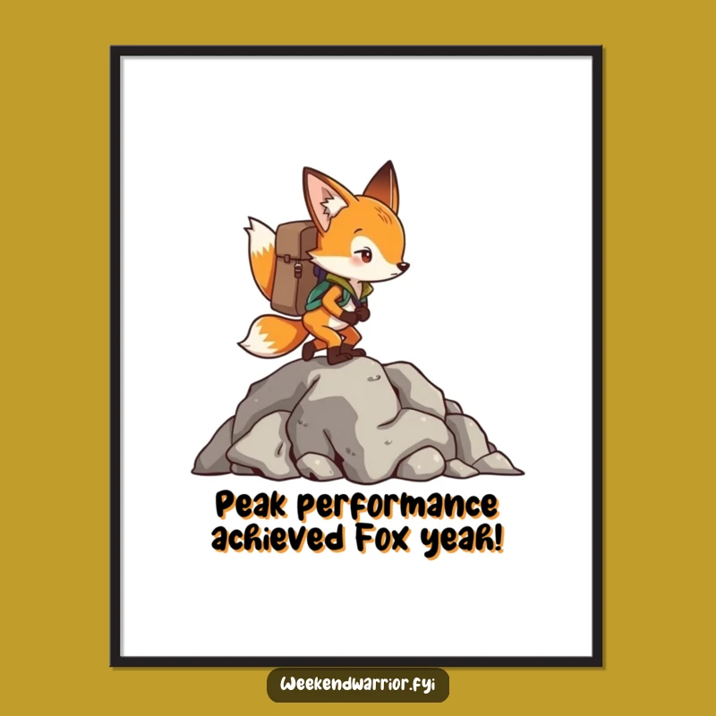 Free Printable Wall Art: Determined Fox Climber, Motivational Downloadable Art!