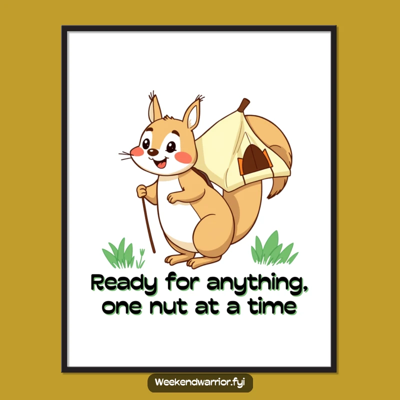 Free Printable Wall Art: Funny Squirrel Camping Art, Humorous Downloadable Decor