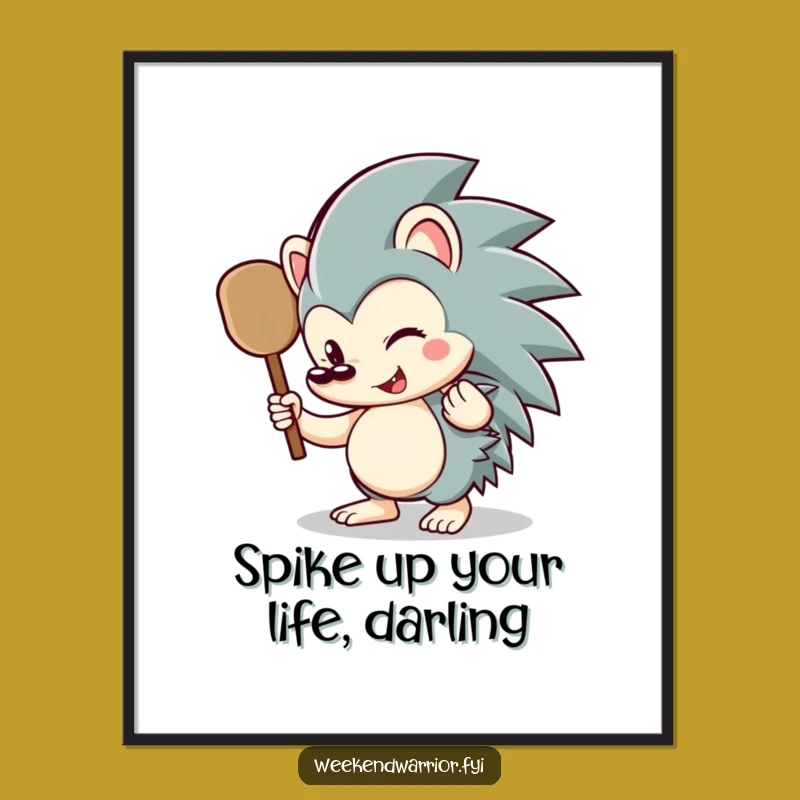 Funny Free Printable Wall Art: Adorable Hedgehog Paddle Decor for a Humorous Home Gift