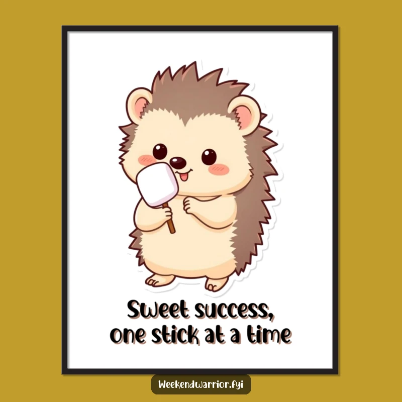 Hilarious Free Printable Wall Art: Kawaii Hedgehog Smores Fanatic Downloadable Art