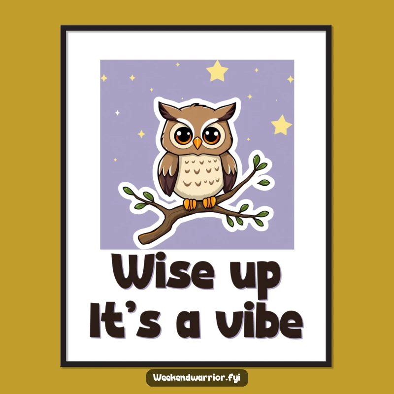 Free Printable Wall Art: Curious Owl - Whimsical Night Sky Decor