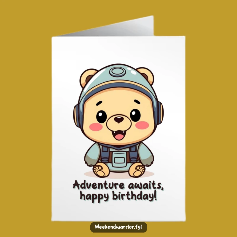 Free Printable Birthday Card: Adventurous Bear, Perfect Downloadable Gift