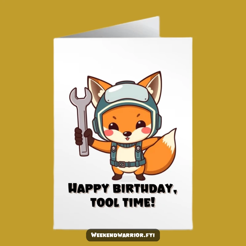 Free Printable Birthday Card: Funny Fox Mechanic, Hilarious DIY Downloadable Gift