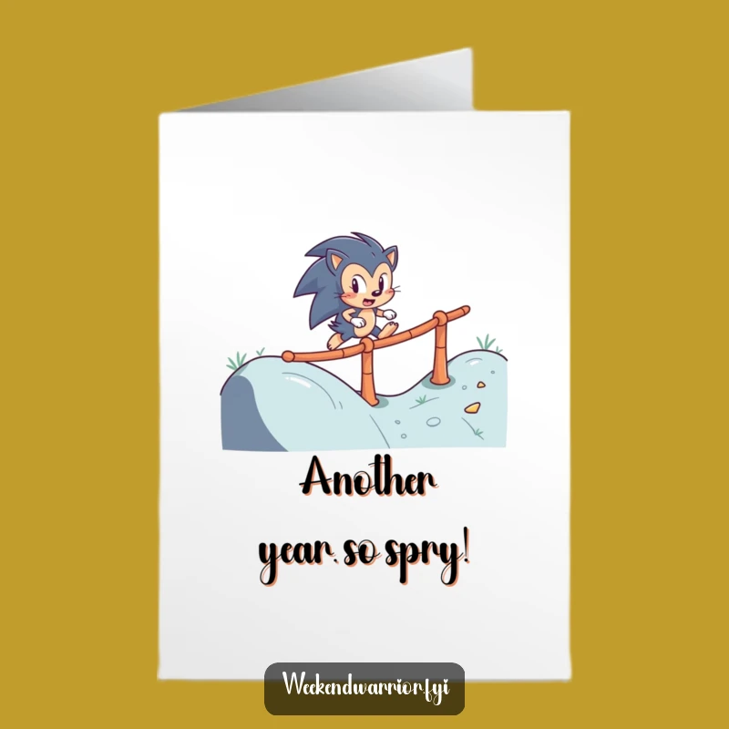 Free Printable Birthday Card: Hedgehog Obstacle Course - Funny Downloadable Gift for Overcomers